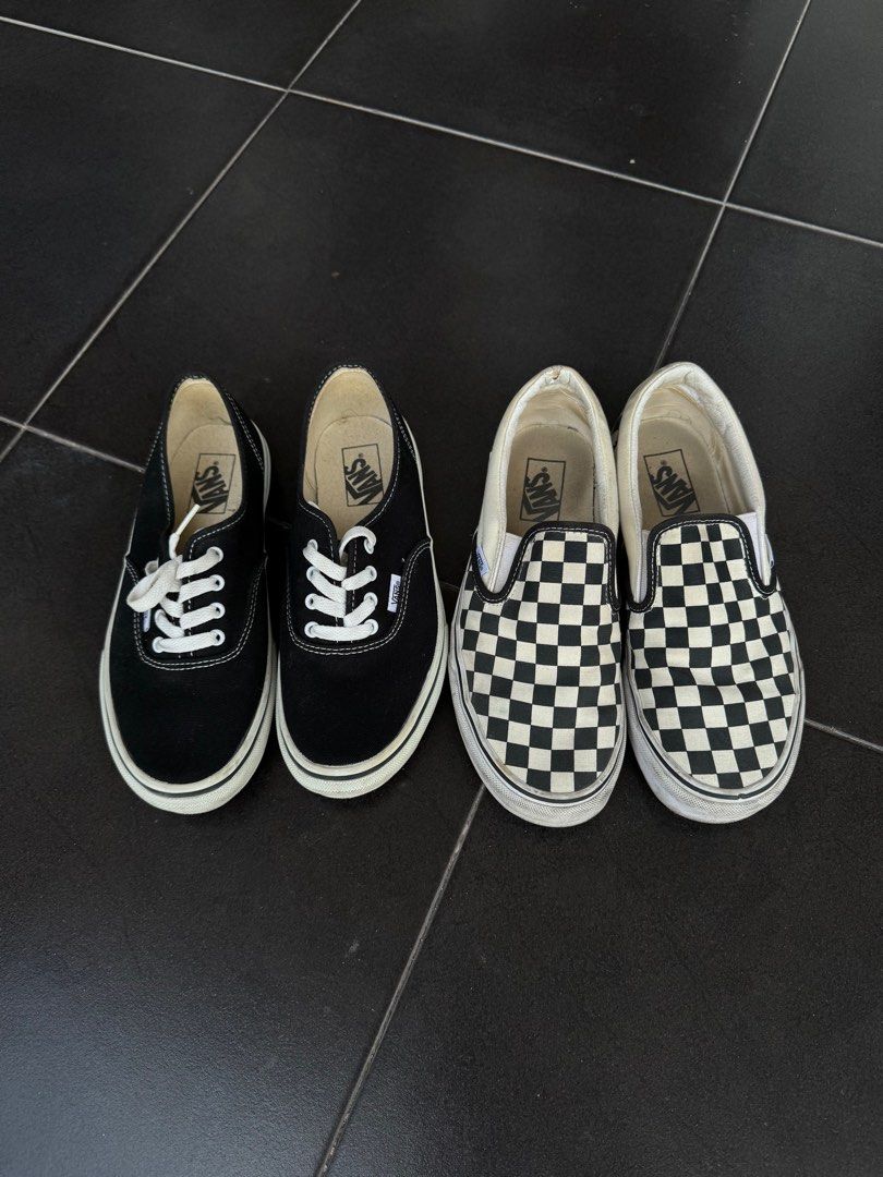 VANS SLIP ON CHECKERBOARD AUTHENTIC BLACK not asics puma salomon new balance uniqlo hnm zara lacoste local fred perry nike adidas pullnbear