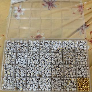 white and gold letter beads with organizer diy