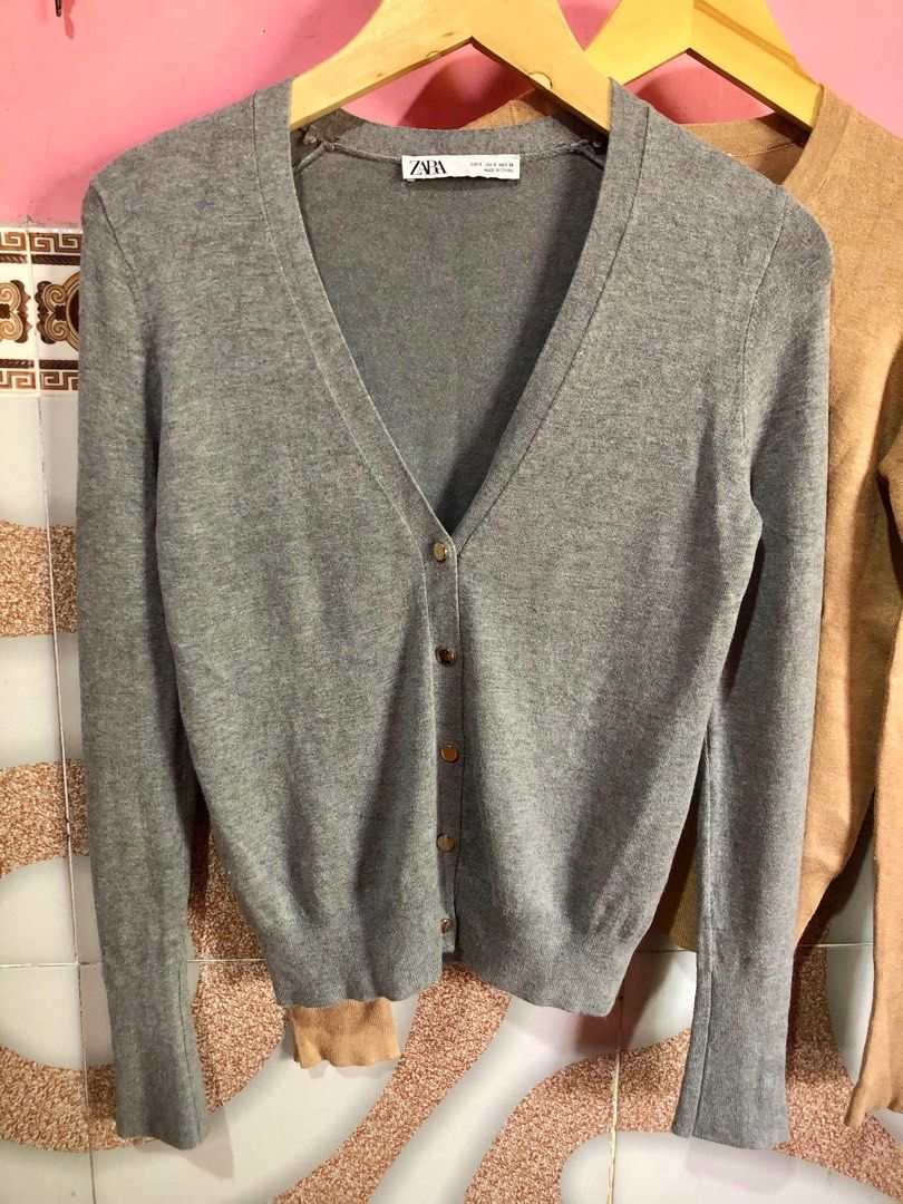 ZARA cardigan top basic knit long sleeve gold button cardi rajut