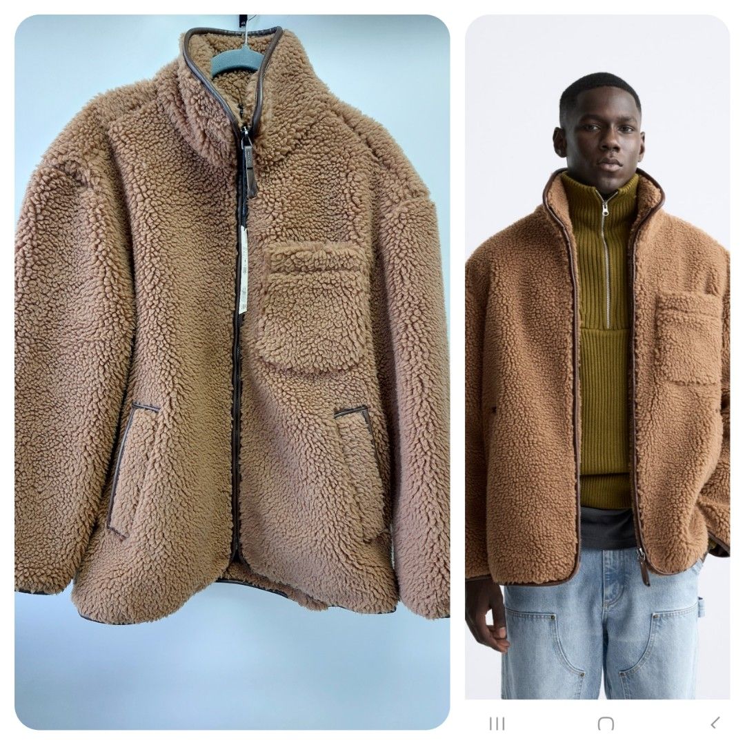 Zara black shearling jacket cheap
