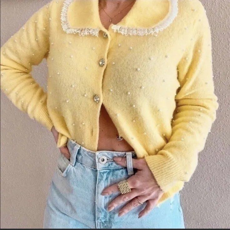 Pearl cardigan zara clearance