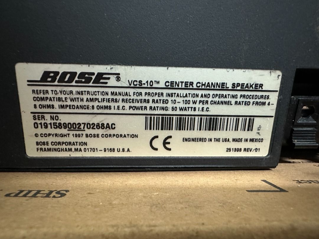 美國品牌 Bose VCS 10 中置喇叭 八成新 照片瀏覽 3