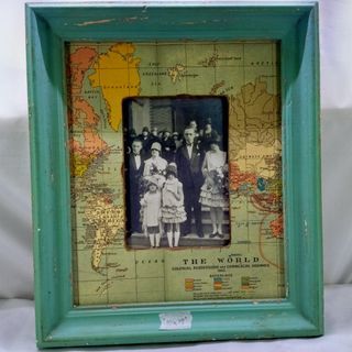 AD11 Vintage World map  wall decor  10”x12” in solid wood frame from UK for 450