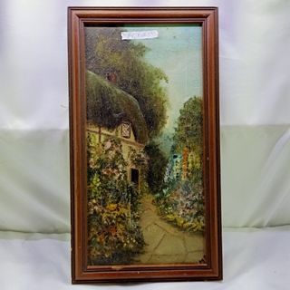 AD14 Vintage Acrylic Painting  7.75” x15.5” in solid wood frame from UK for 4500