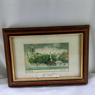 AD1 Dave Suter table top water color painting 4”x6” in solid wood frame from UK for 275