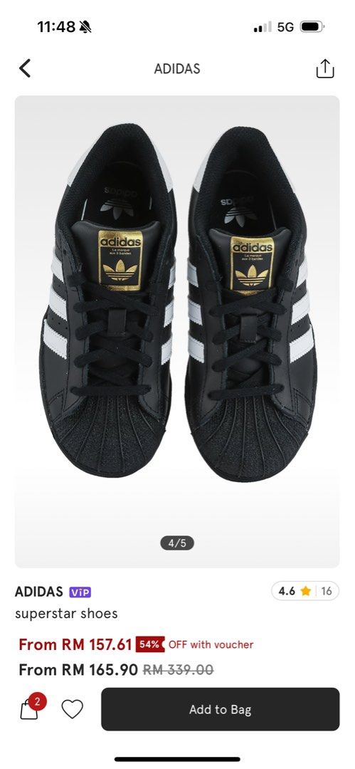 Adidas superstar shoes size 9k uk