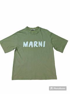 AUTHENTIC MARNI KHAKI LOGO Print T-shirt Military Green(very rare color)