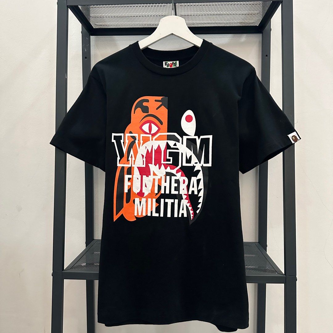 Bape half shark half tiger tee sales