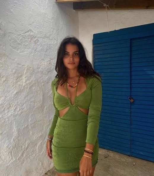 bershka cut out dress Bershka Cut Out Detail Square Neck Mini Dress In Green