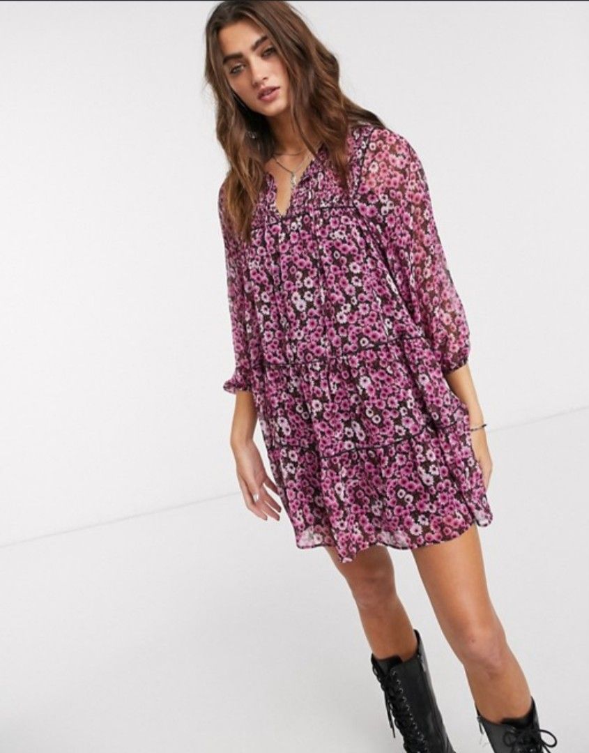 strapless open back dress Smocked Puff Sleeve Mini Dress main image 1
