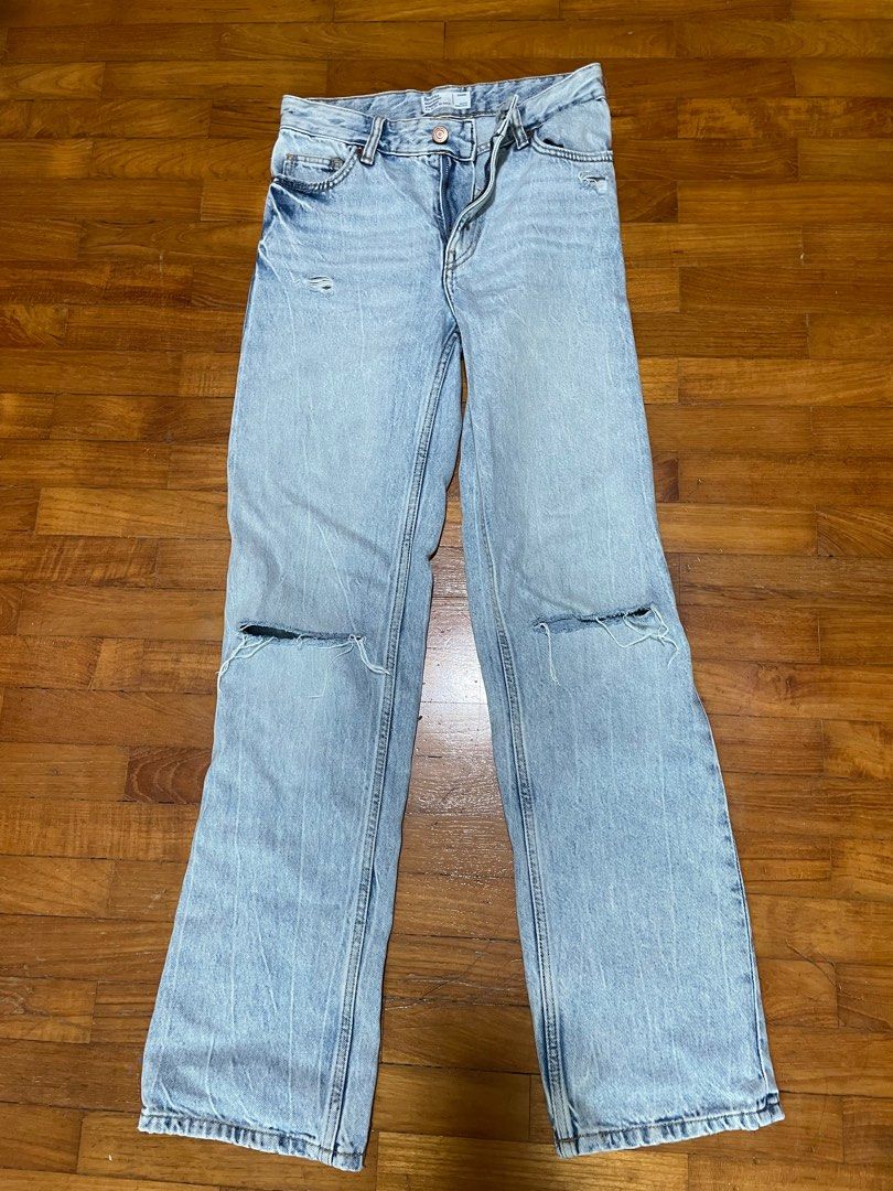 Bershka VINTAGE - Straight leg jeans - light blue denim/light-blue