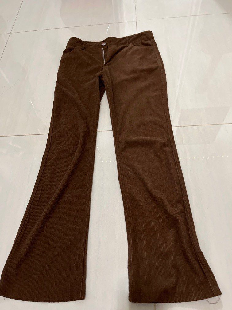 brown corduroy flare pants, Women's Fashion, Bottoms, Jeans & Leggings on  Carousell