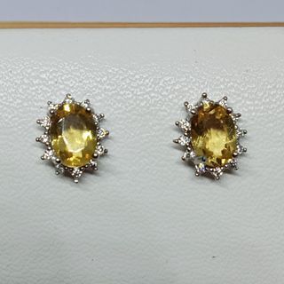 Citrine Earrings. With S925 mark on needle.
