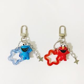 cookie monster & elmo figurine keychain beads