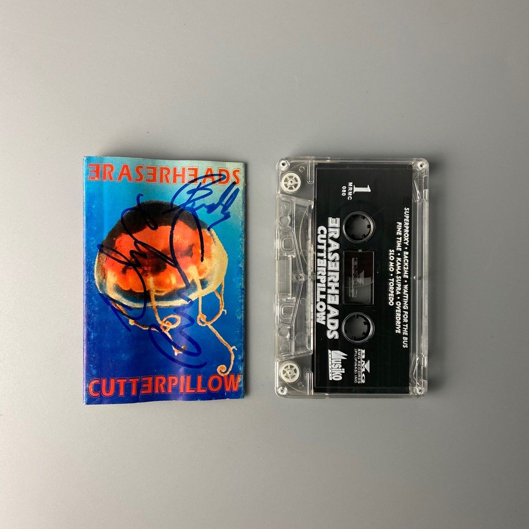 Cutterpillow eheads cassette tape (Category: Soundbars, Speakers & Amplifiers) located in Malolos. Submitted by midnightsky_ (Listing ID 1293107654, Image 3). Description: This is our rare collection cutterpillow by eheads signed by its band members: Ely, Raimund, Marcus and Buddy. Pm us for more information..
