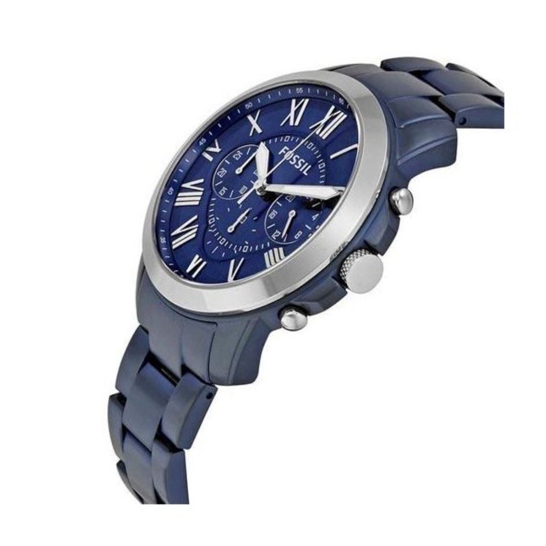 Fossil FS5230 Blue Stainless Steel Men s Watch with complete set Free Bracelet Free Engrave