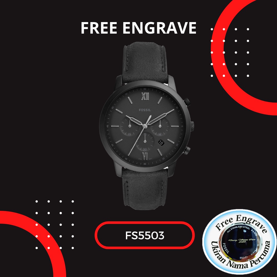 Fossil FS5503 Black Leather Men s Watch with complete set Free Bracelet Free Engrave Men s Fashion Watches Accessories Watches on Carousell