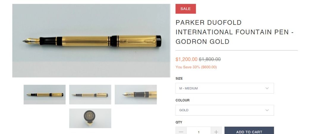 Parker Duofold International Fountain Pen - Godron Gold Lined, 18k