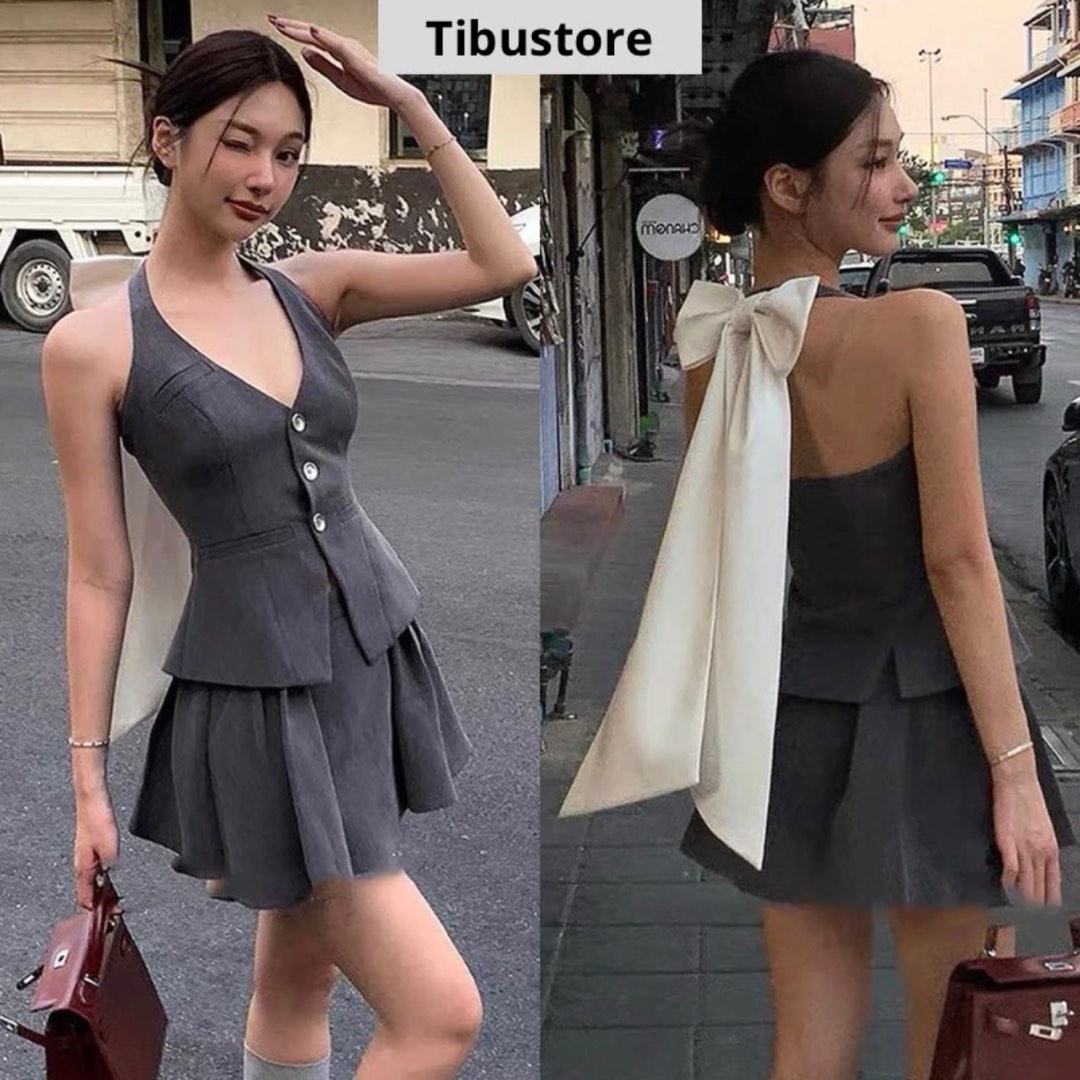 Halter Tied Top & Skirt Set main image 1