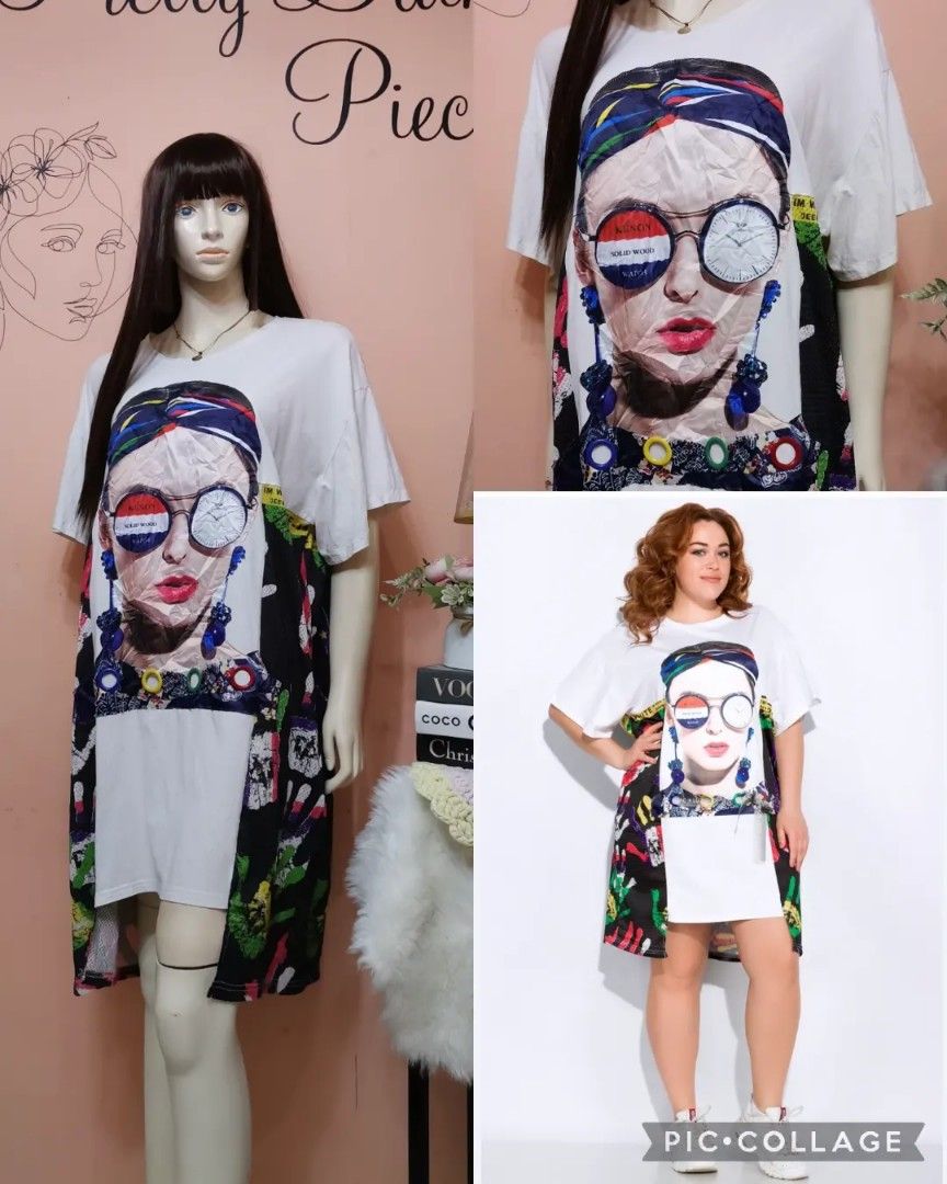 Face print t shirt dress shop