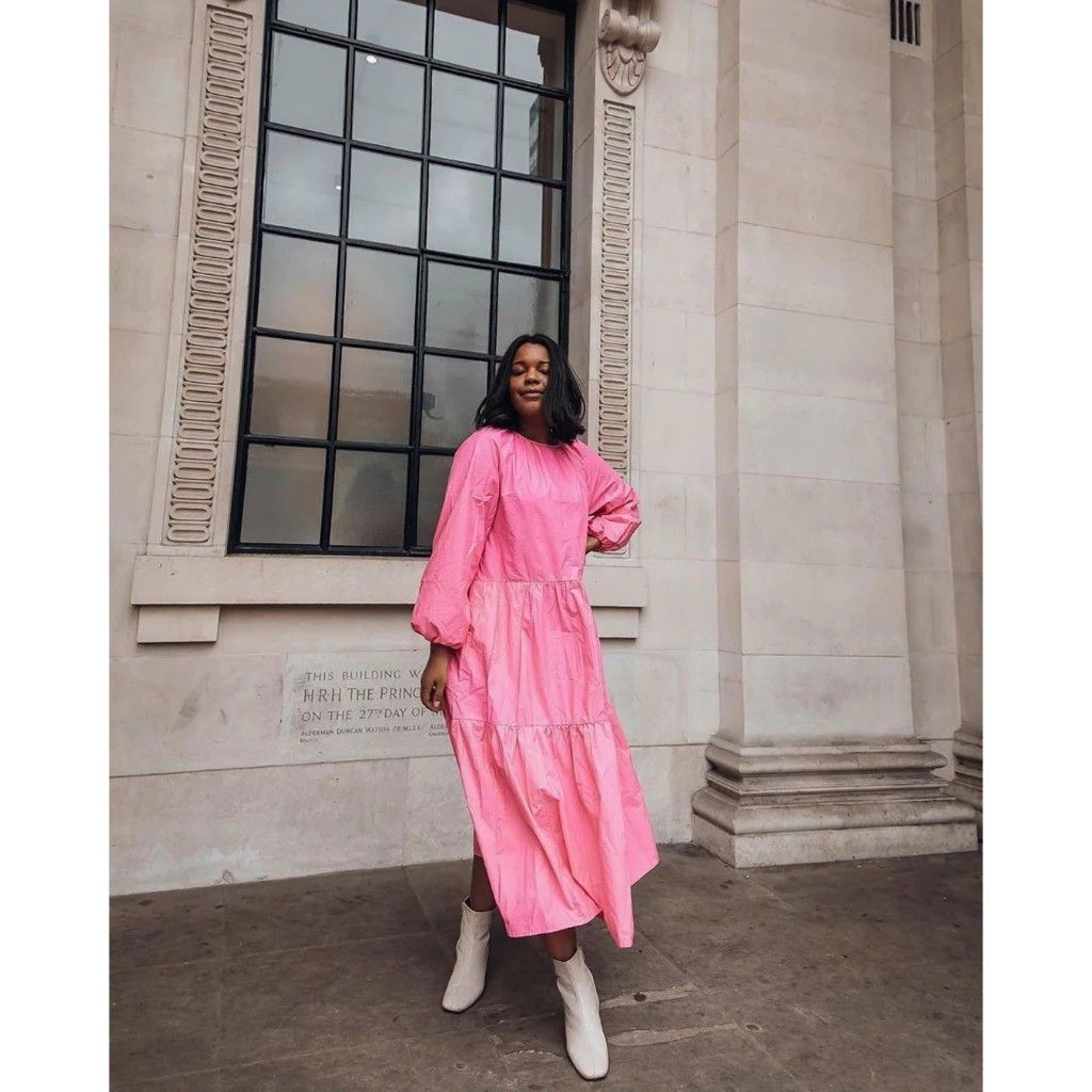 H\u0026M dress poplin in pink, Fesyen Wanita, Pakaian Wanita, Gaun \u0026 Rok di  Carousell