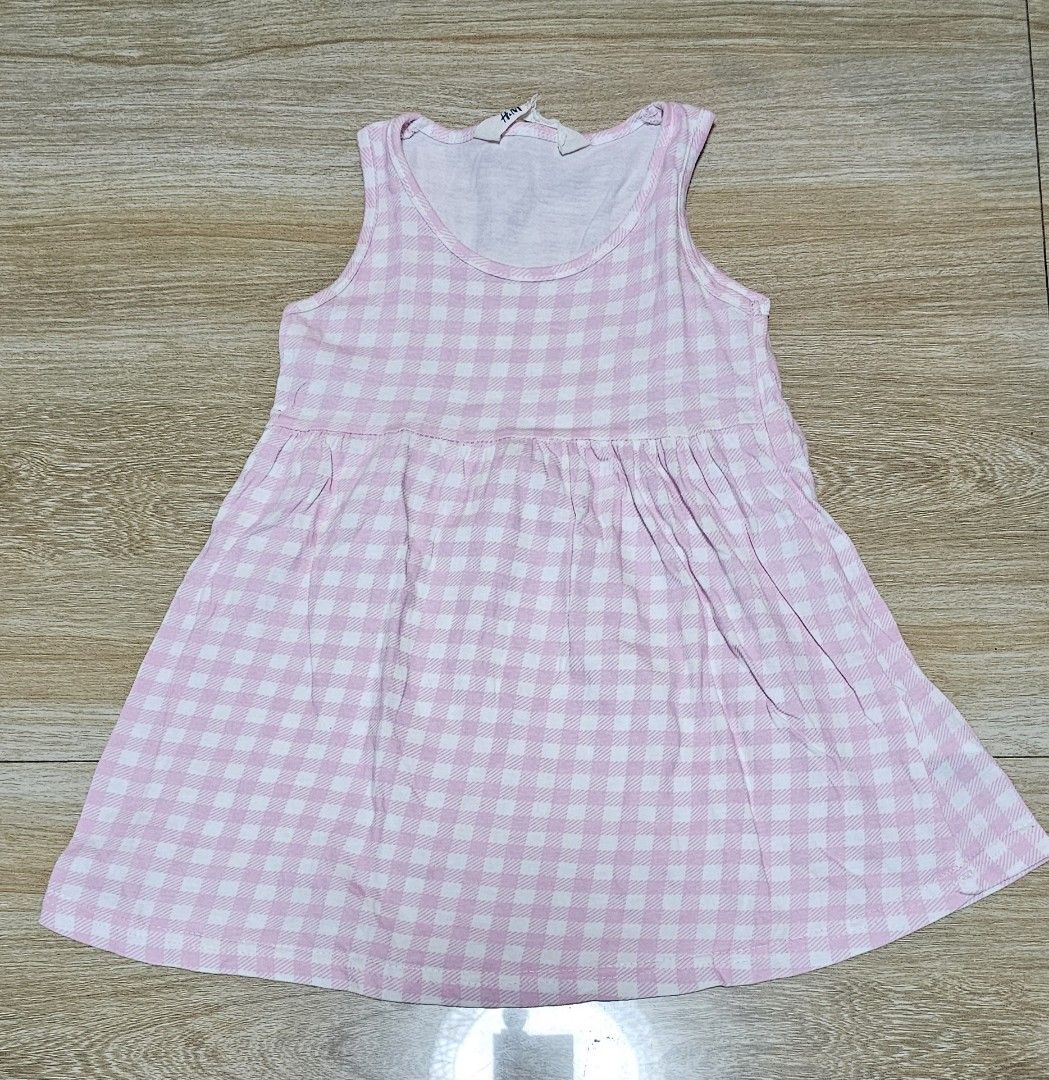 H m pink plaid dress for 1 to 2 years old Babies Kids Babies Kids Fashion on Carousell