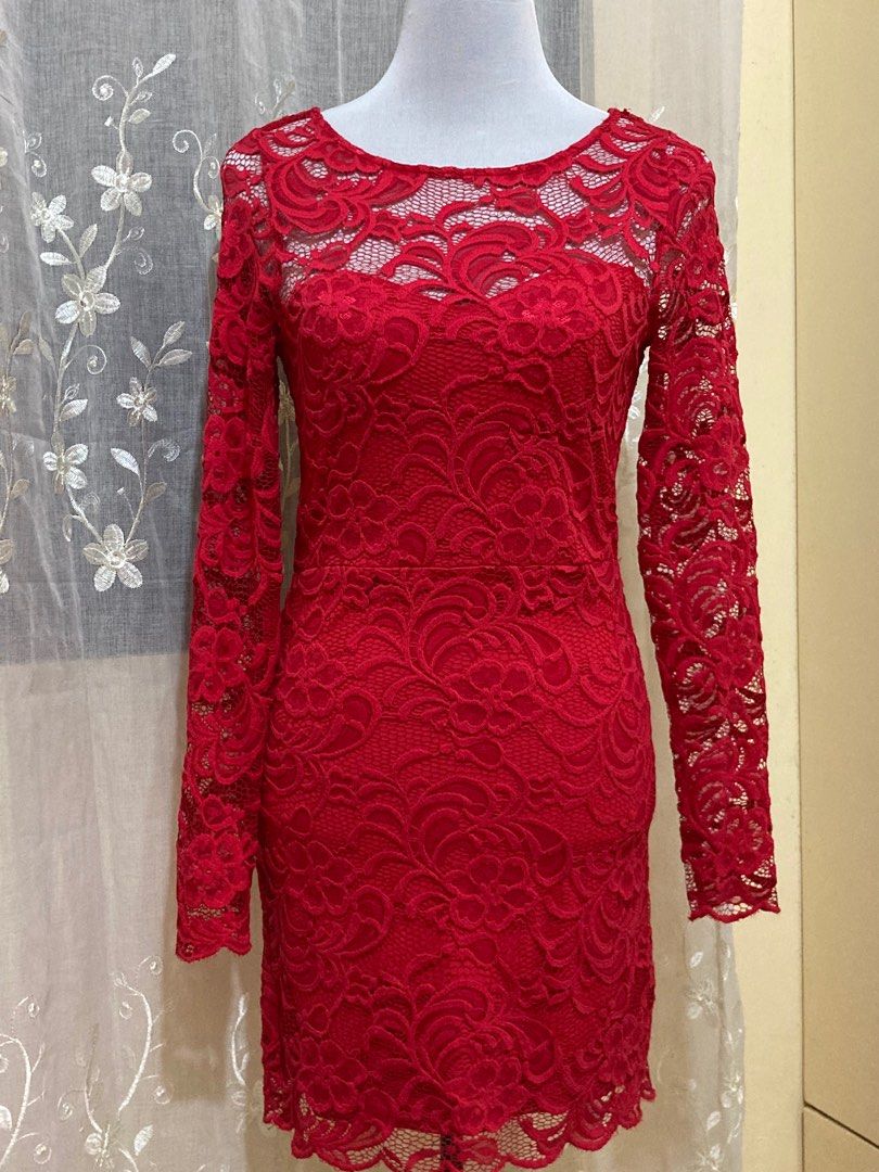 H&m red lace dress sales
