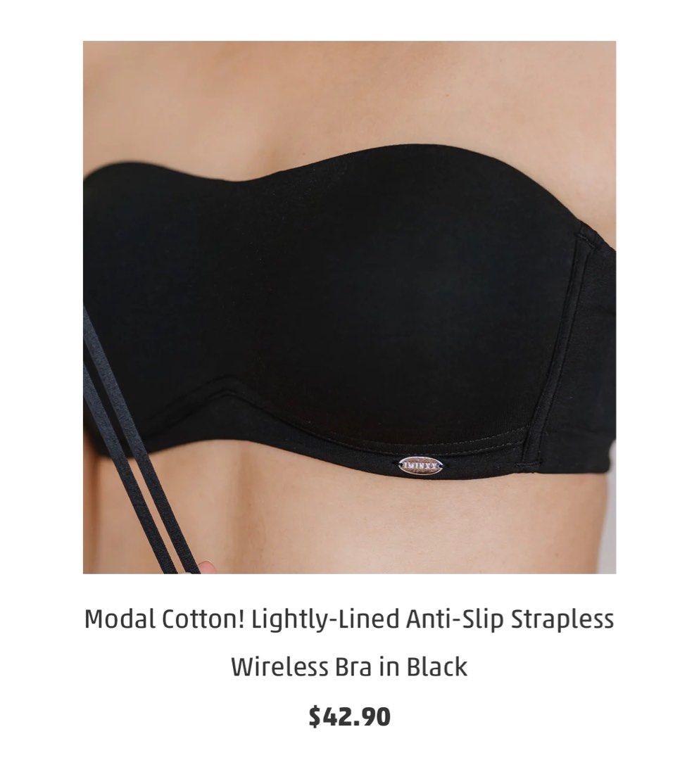 LIVE FREE! Lightly-Lined 100% Non-Slip Strapless Wireless Bra in Black