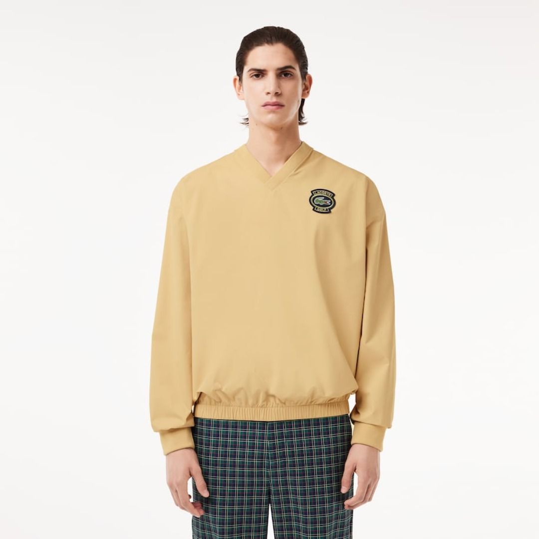 Jaket Golf Pria Lacoste Long Sleeve Sweatshirt V Neck Men Sweater Jacket Original Beige Fesyen Pria Pakaian Baju Luaran di Carousell
