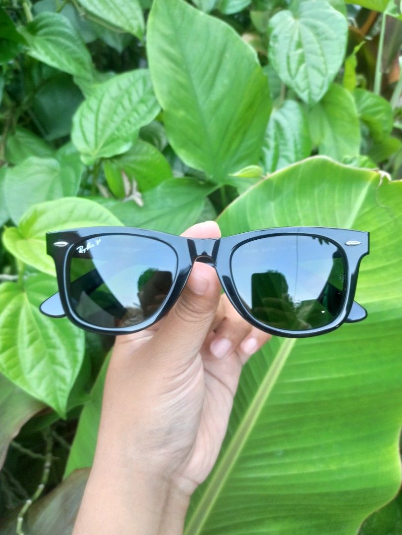kacamata vintage merk Rayban RB2140 901/58 Wayfarer Black Polarized Italy
