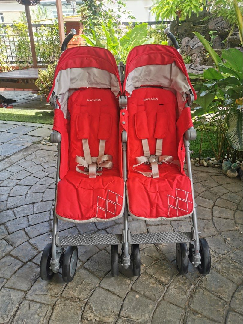 Maclaren Twin Stroller Red self pickup only setiawangsa
