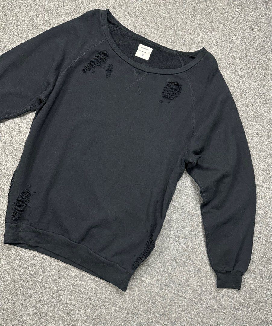 Miharayasuhiro Distressed Sweater (Category: Activewear) located in Manila. Submitted by scissor.2fifthy (Listing ID 1293129650, Image 3). Description: Miharayasuhiro Distressed Sweater Tagged size: Medium (see measurement) Made in Japan Material: 100% Cotton 95/100 condition rate Gently used Minor sign of usage only. Very presentable and ready to wear See all photos for more information Dimension: Length 27 Inches Width pit to pit 22 Inches Shou