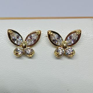 Moissanite Earrings - Butterfly Design. 18K gold plated on platinum.