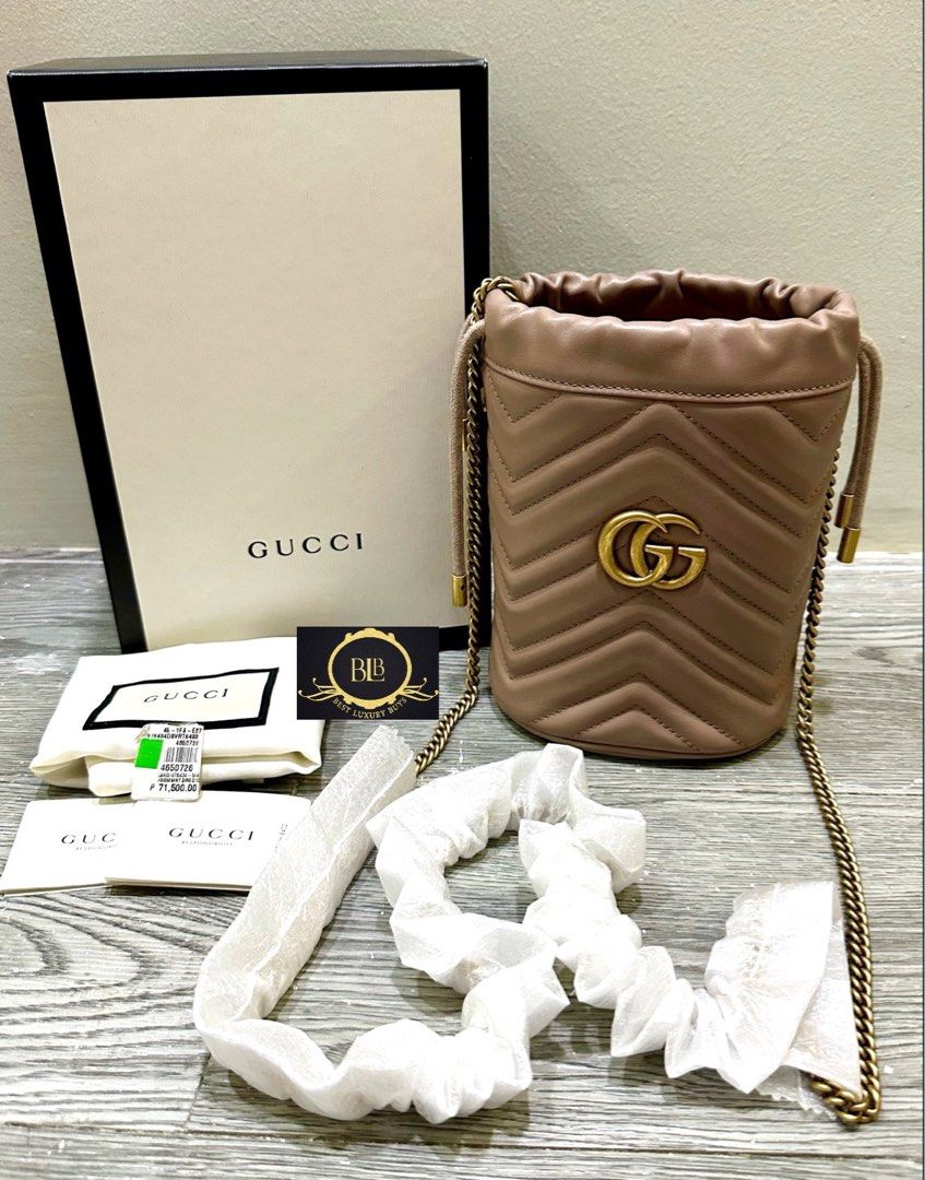 New Authentiv Gucci Marmont Mini Bucket Sling Messenger Bag