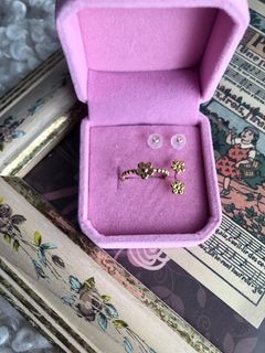 ‼️✨18K/K18/AU750 YG STUD EARRINGS AND RING SET✨ ACTUAL PICS POSTED