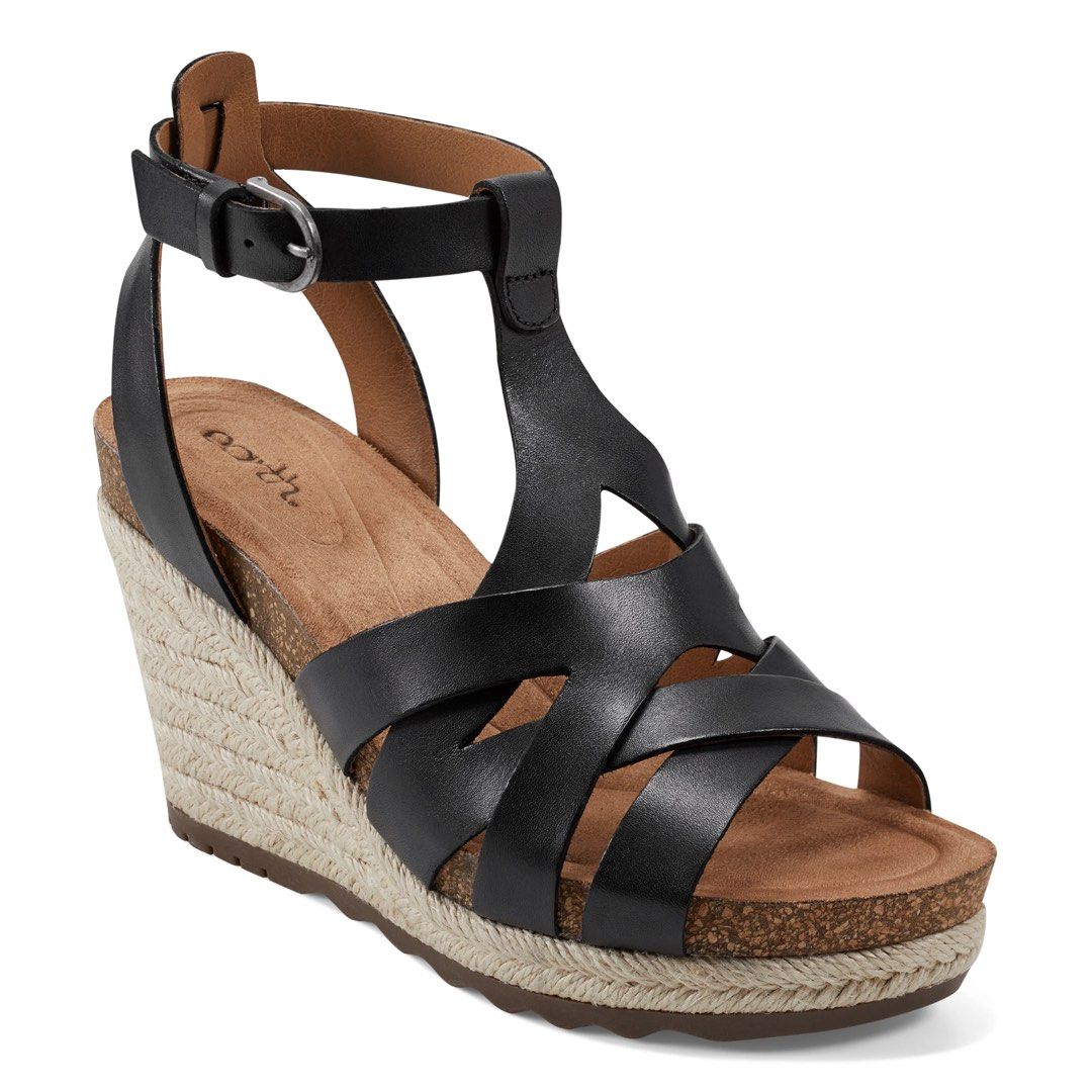 Earth leather discount wedge sandals