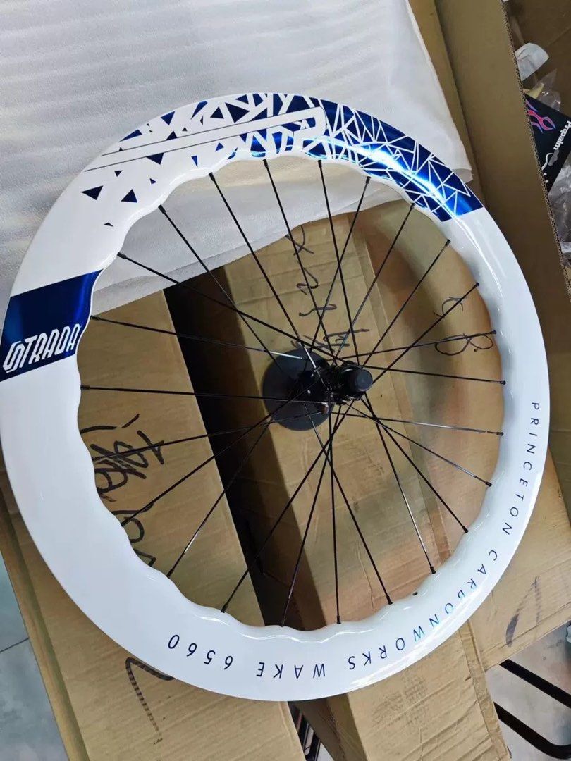 Princeton wake carbon wheels oem (Category: Parts & Accessories) located in Singapore. Submitted by todoframes (Listing ID 1132993455, Image 3). Description: Beautiful and high quality wheels with cx4 hubs that are loud and crisp. Wheels are made of Torray T1000 carbon. Proudly made in Taiwan. UCI certified and also undergo rigorous QC. 680 is price of wheels without Princeton decals-50/55mm deep wheels 950 is price of wheels with stickers- 65/60