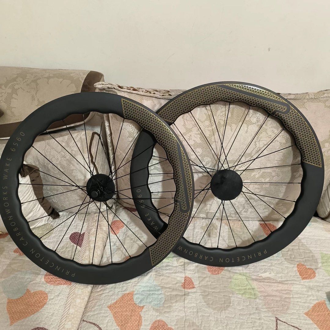 Princeton wake carbon wheels oem (Category: Parts & Accessories) located in Singapore. Submitted by todoframes (Listing ID 1132993455, Image 2). Description: Beautiful and high quality wheels with cx4 hubs that are loud and crisp. Wheels are made of Torray T1000 carbon. Proudly made in Taiwan. UCI certified and also undergo rigorous QC. 680 is price of wheels without Princeton decals-50/55mm deep wheels 950 is price of wheels with stickers- 65/60