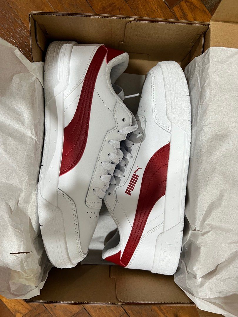 PUMA Caracal White red dahlia Men s Fashion Footwear Sneakers on Carousell