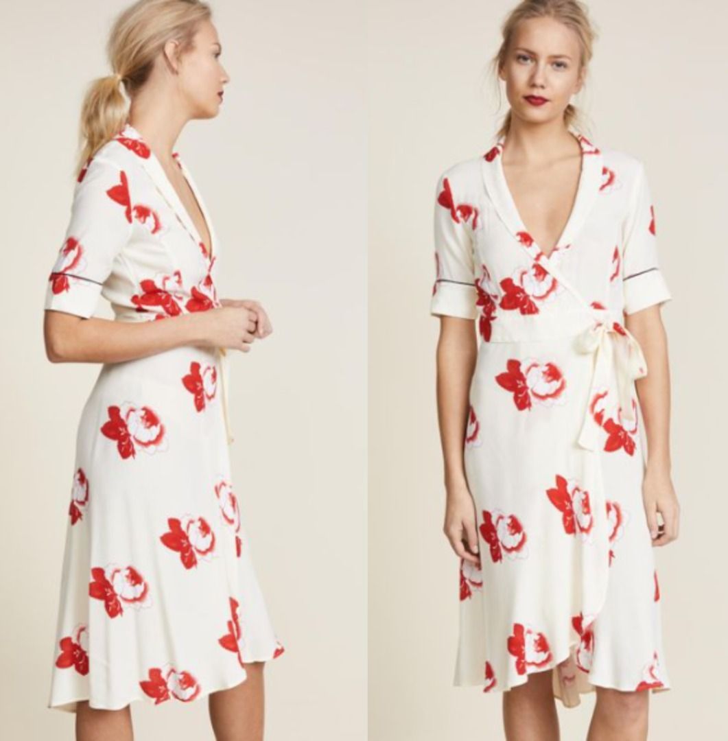 RTP 263 Ganni Floral Harley Crepe Wrap Midi Dress