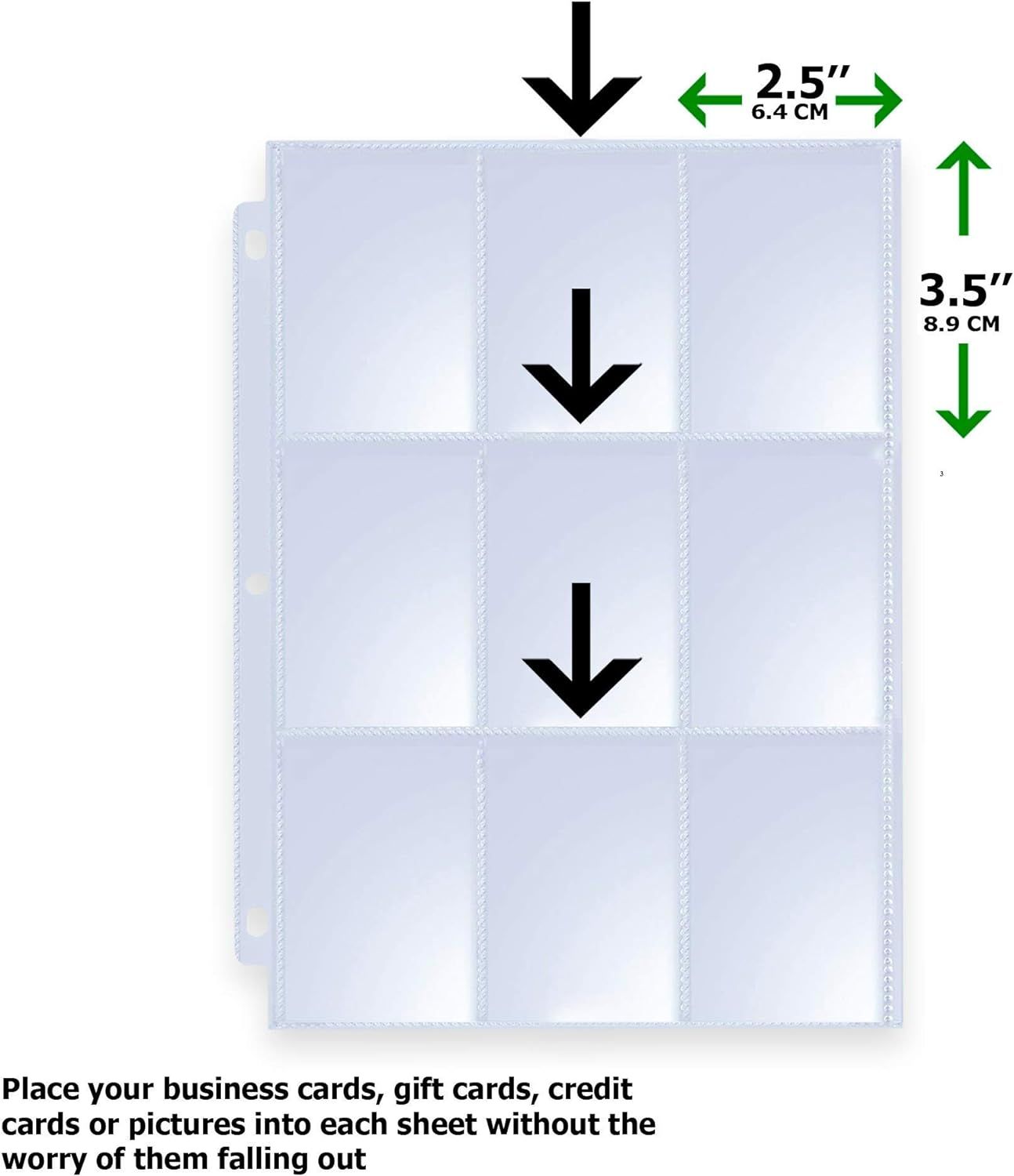 Card Sleeve Pages 540 Pocket - 30 Binder Sheets For Baseball Cards - Fits  3-Ring Binders Card Sleeves