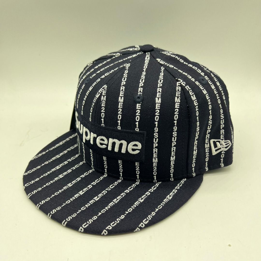 Supreme Text Stripe New Era Black
