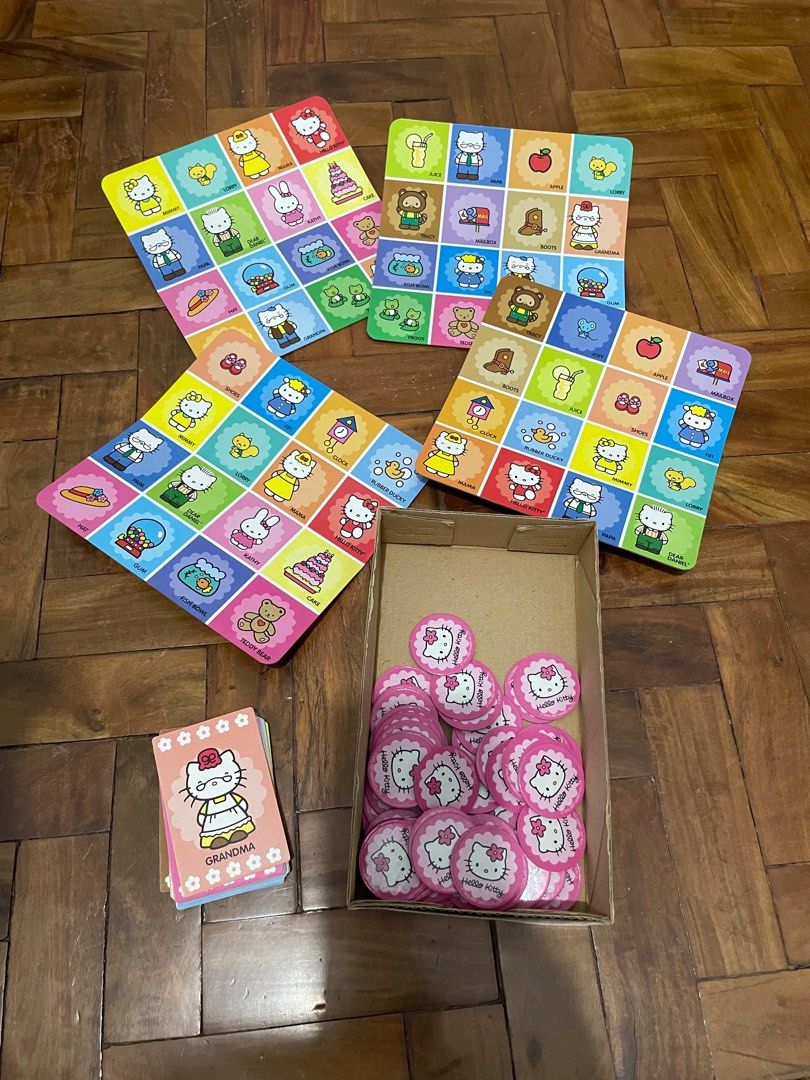 Vintage Hello kitty bingo set ( double sided numbers & figures) (Category: Board Games & Puzzles) located in Marikina City. Submitted by myprelovedcollectibles (Listing ID 1293114694, Image 1). Description: .