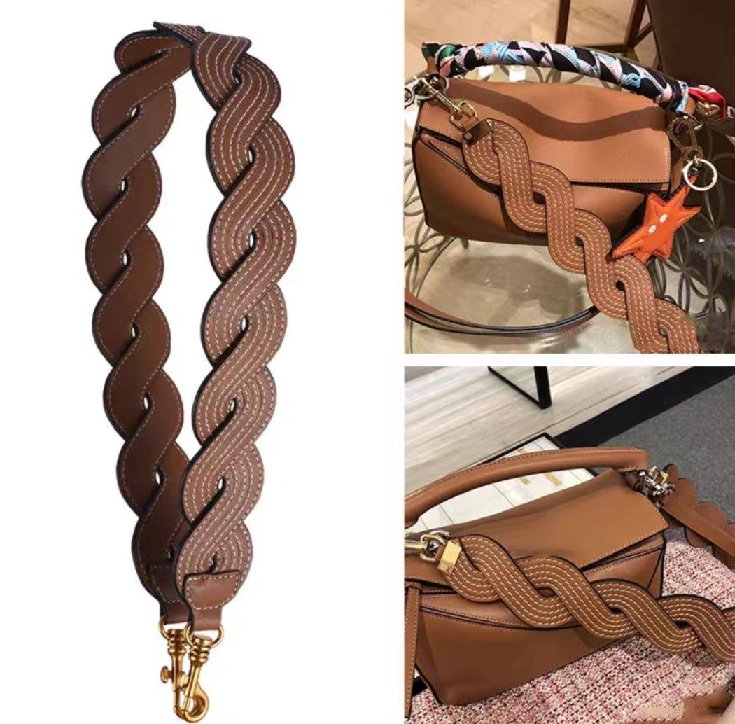 Wave Design Leather Bag Strap for Loewe Puzzle