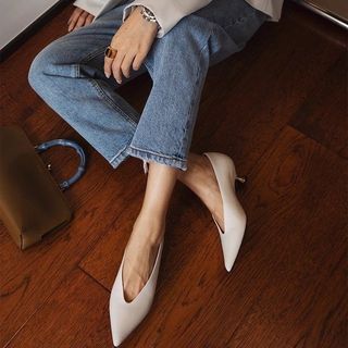 White low heel shoes