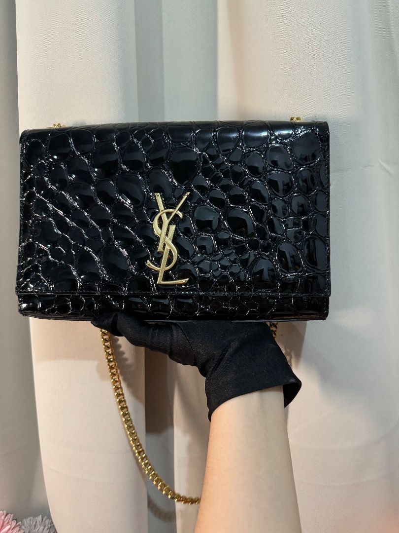 YSL SAINT LAURENT KATE LIMITED EDITION BLACK BAG GOLD CHAIN SLING