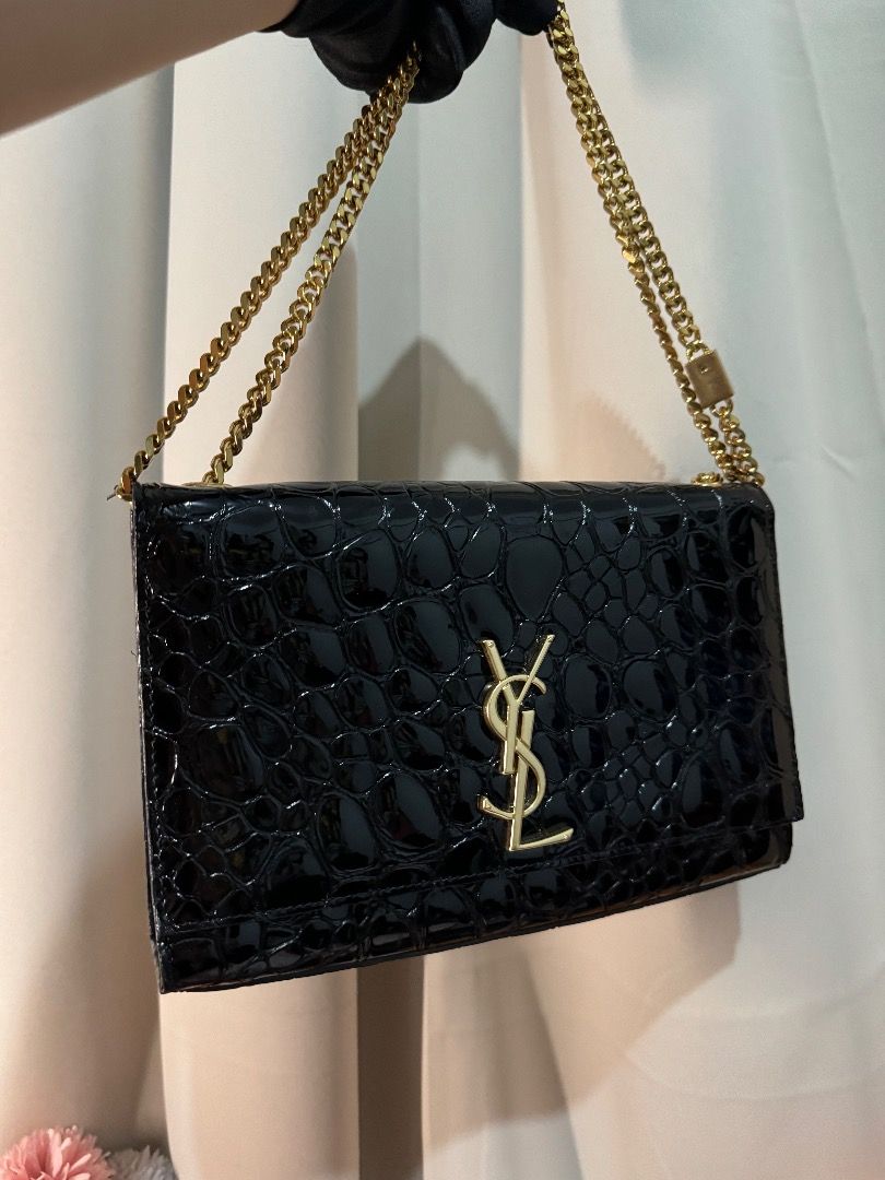 Ysl black purse with gold chain best sale