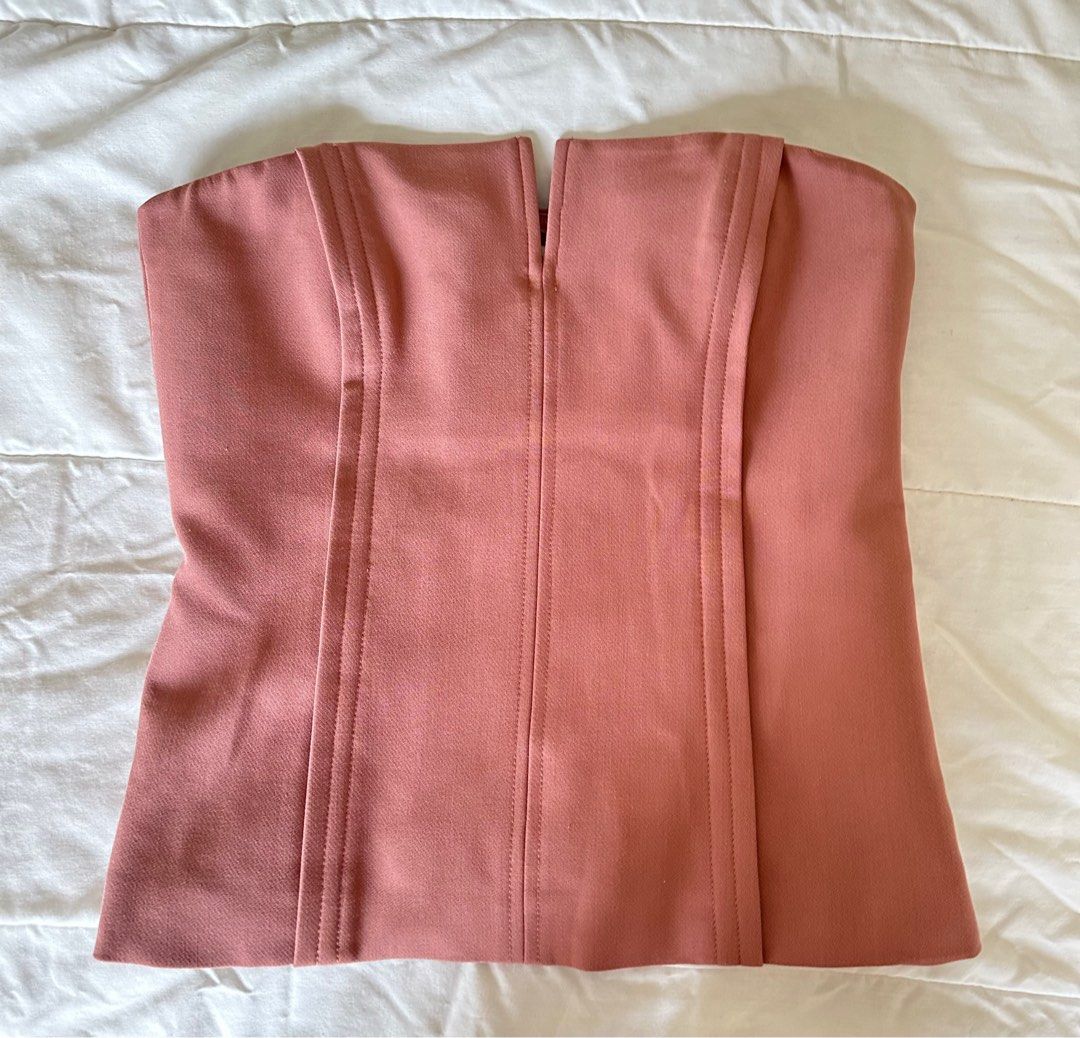 BNWT Zara Pink Corset Top, Women's Fashion, Tops, Sleeveless on Carousell