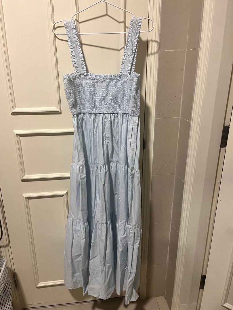Zara blue smock dress online