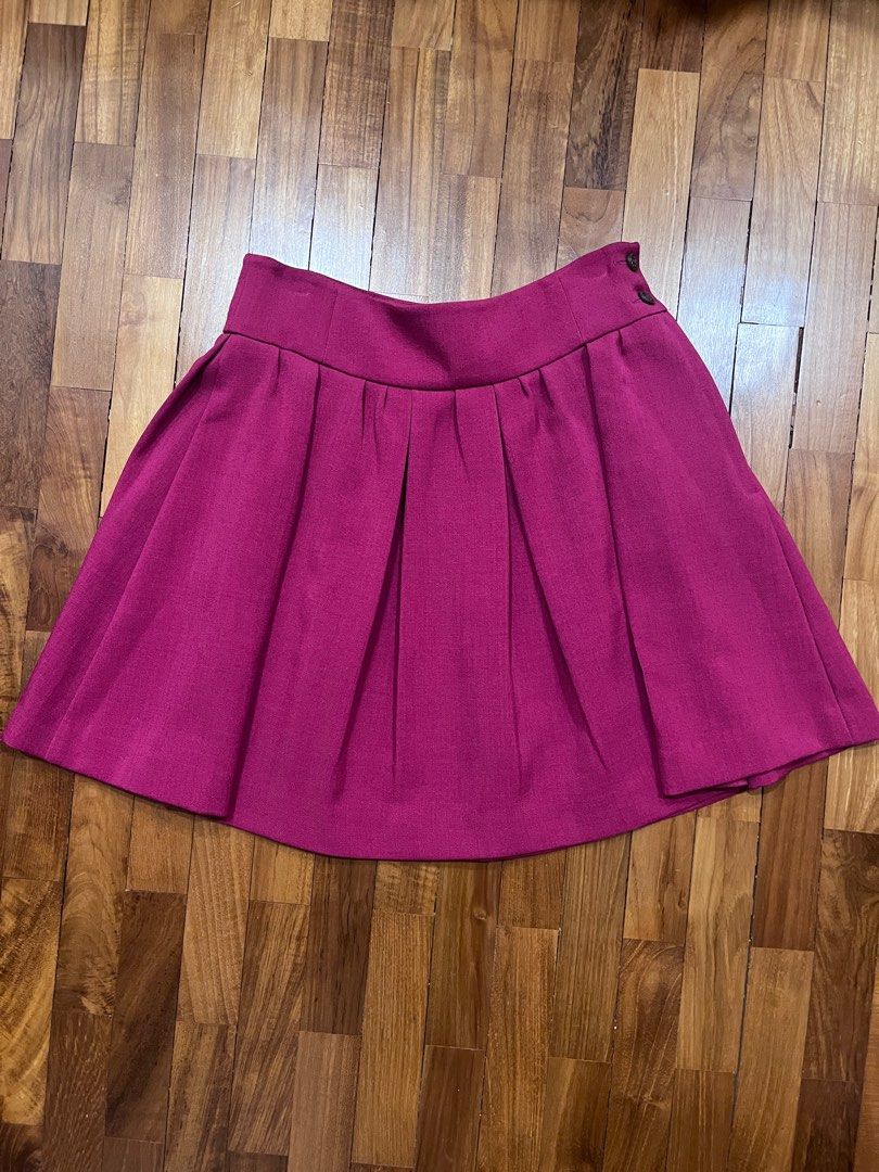 Hot Pink Pleated Mini Skirt